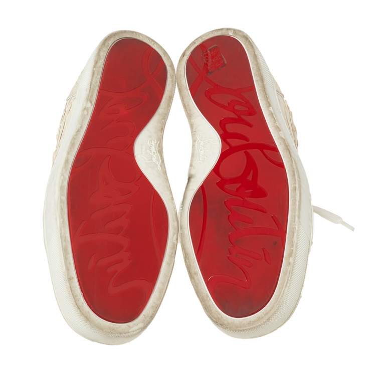 Pre Owned Christian Louboutin White Python Rantulow Low Top Sneakers Size 40