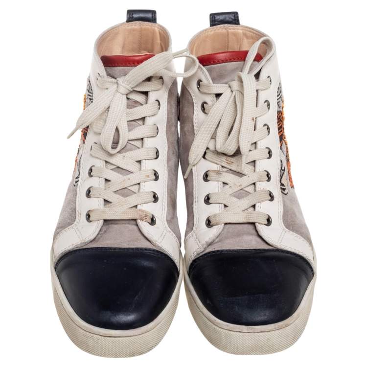 مملوكة مسبقًا Christian Louboutin Multicolor Leather And Suede  Rantus Orlato High Top Sneakers Size 43