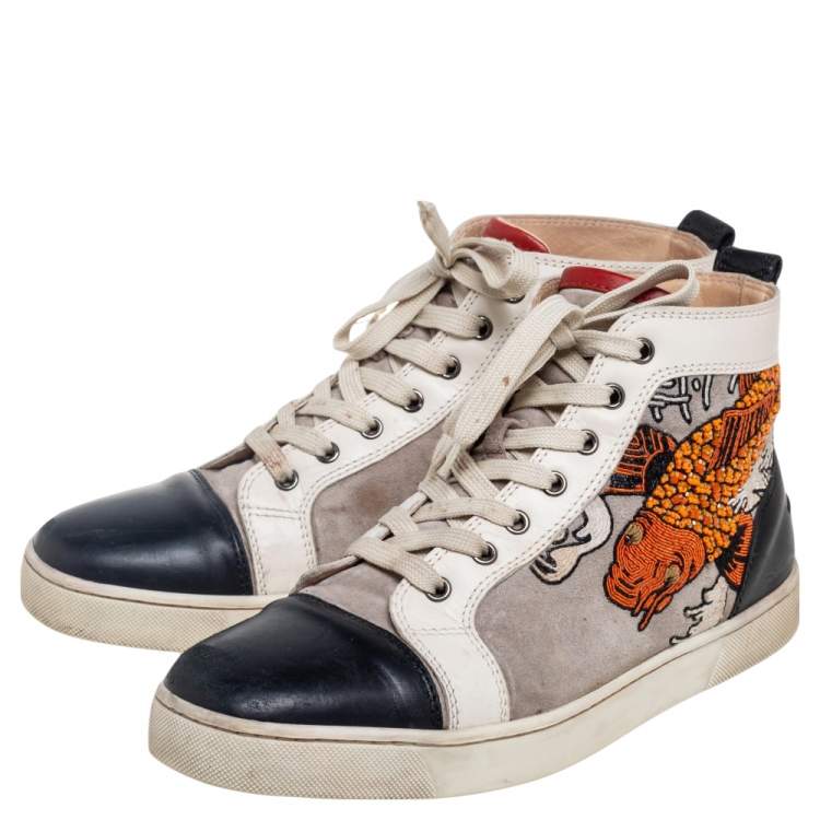 مملوكة مسبقًا Christian Louboutin Multicolor Leather And Suede  Rantus Orlato High Top Sneakers Size 43