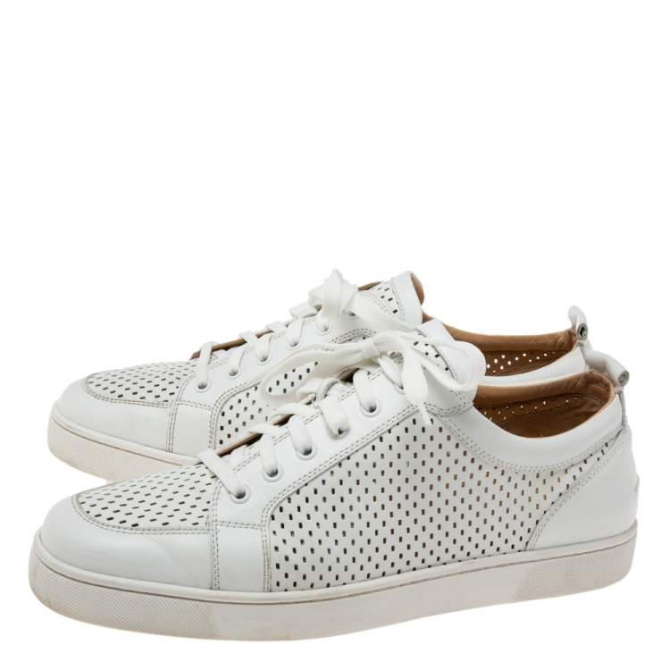 Pre Owned Christian louboutin White AC Rantulow Perforated Leather Low-Top Sneakers Size 46