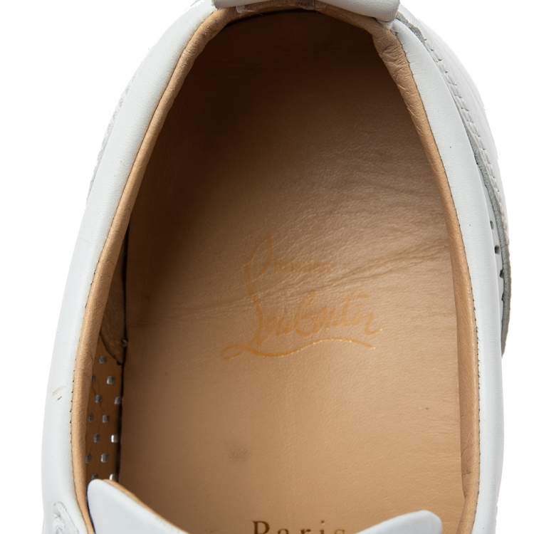 Pre Owned Christian louboutin White AC Rantulow Perforated Leather Low-Top Sneakers Size 46