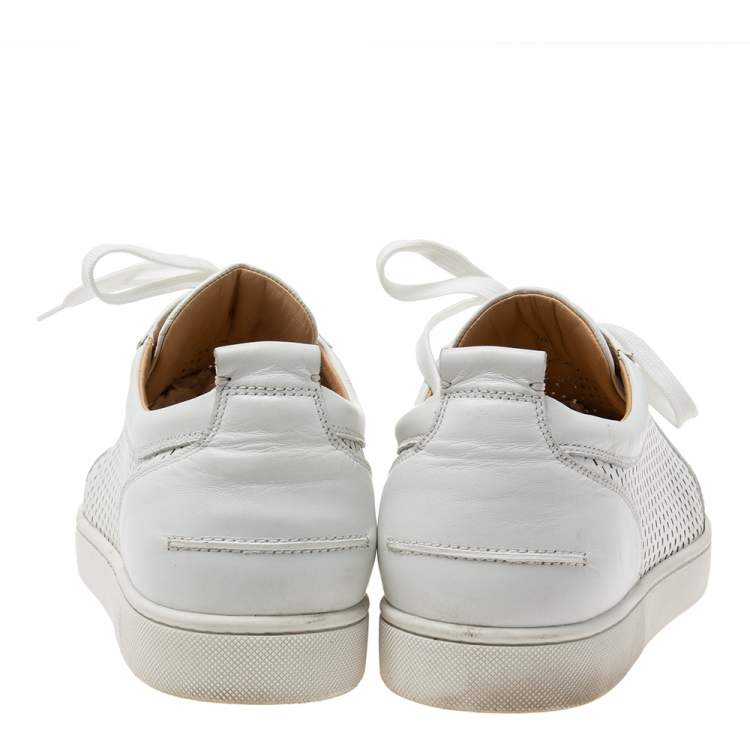 Pre Owned Christian louboutin White AC Rantulow Perforated Leather Low-Top Sneakers Size 46