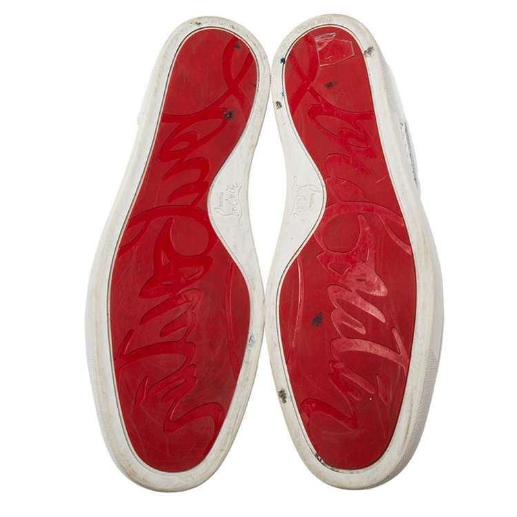 Pre Owned Christian louboutin White AC Rantulow Perforated Leather Low-Top Sneakers Size 46