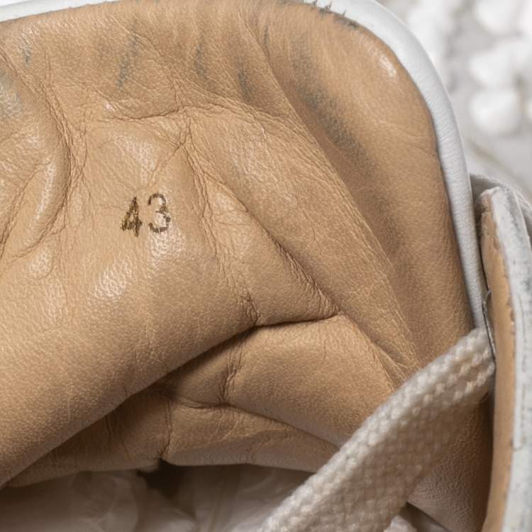 Pre Owned Christian Louboutin White Leather Louis Spikes High-Top Sneakers Size 43