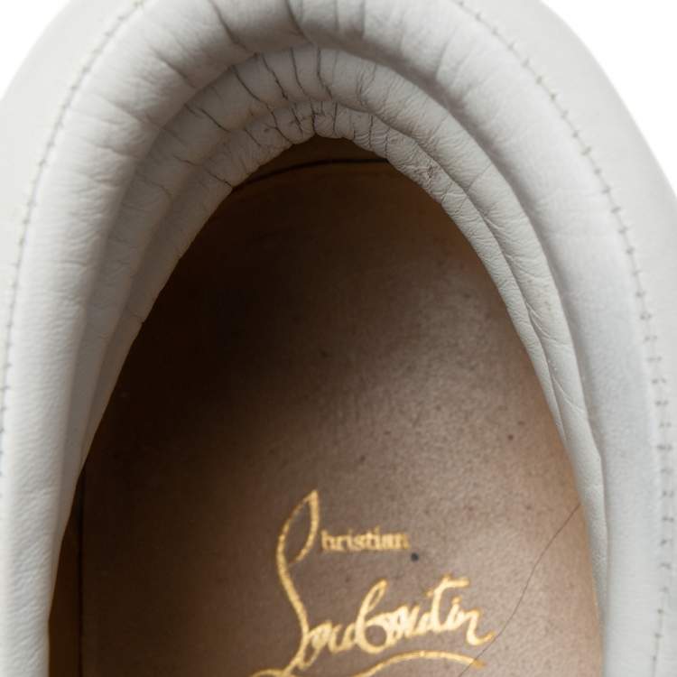 Pre Owned Christian Louboutin White/Black Leather And Patent Leather Sporty Dude High Top Sneakers Size 44