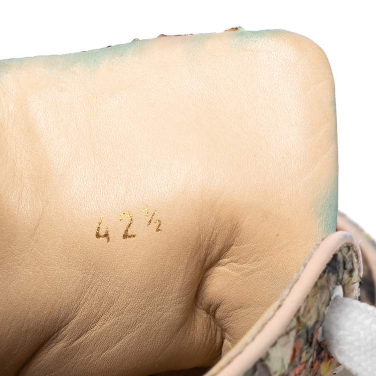 Pre Owned Christian Louboutin Beige Python Leather Rantus Orlato High-Top Sneakers Size 42.5