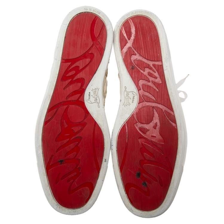 Pre Owned Christian Louboutin White Python Leather Rantus Orlato High-Top Sneakers Size 42