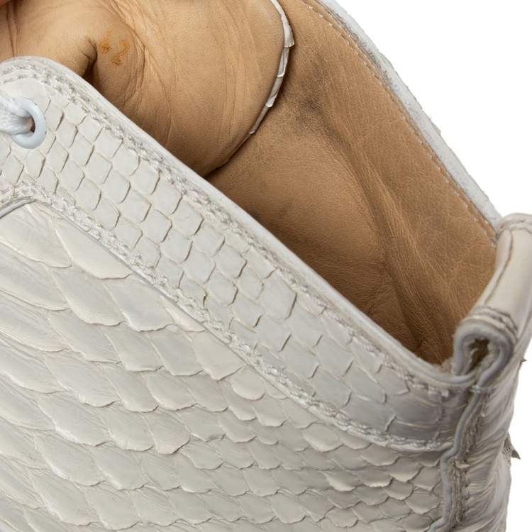 Pre Owned Christian Louboutin White Python Leather Rantus Orlato High-Top Sneakers Size 42