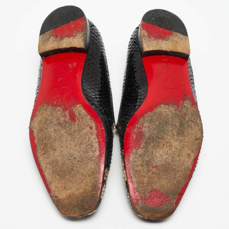 Pre Owned Christian Louboutin Tri-Color Python Leather Smoking Slippers Size 41