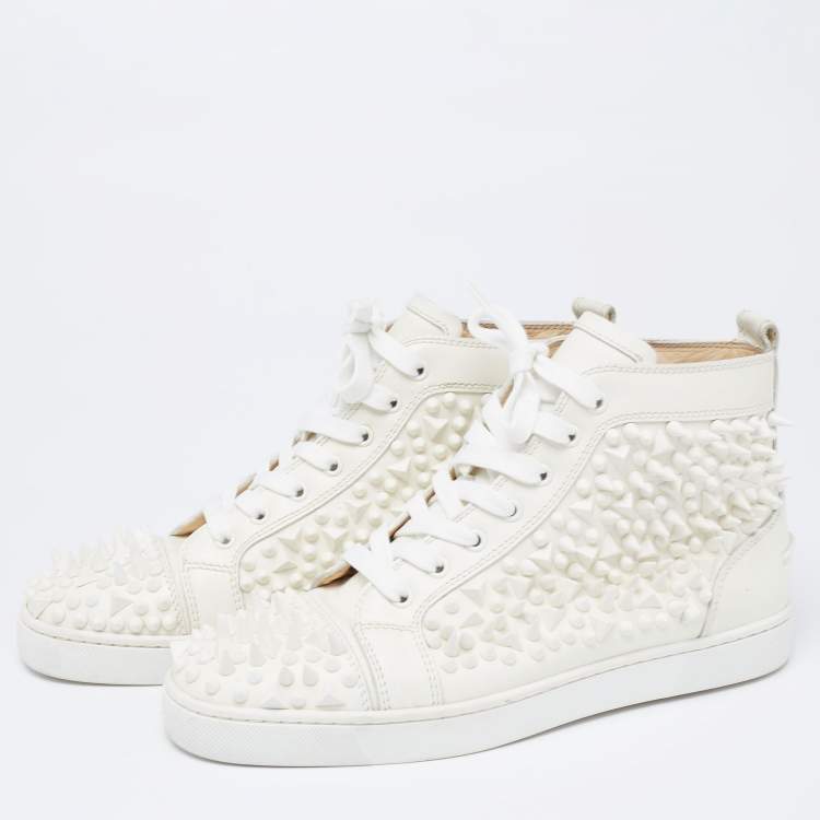 Christian Louboutin Louis Spiked Leather Sneakrs in White for Men