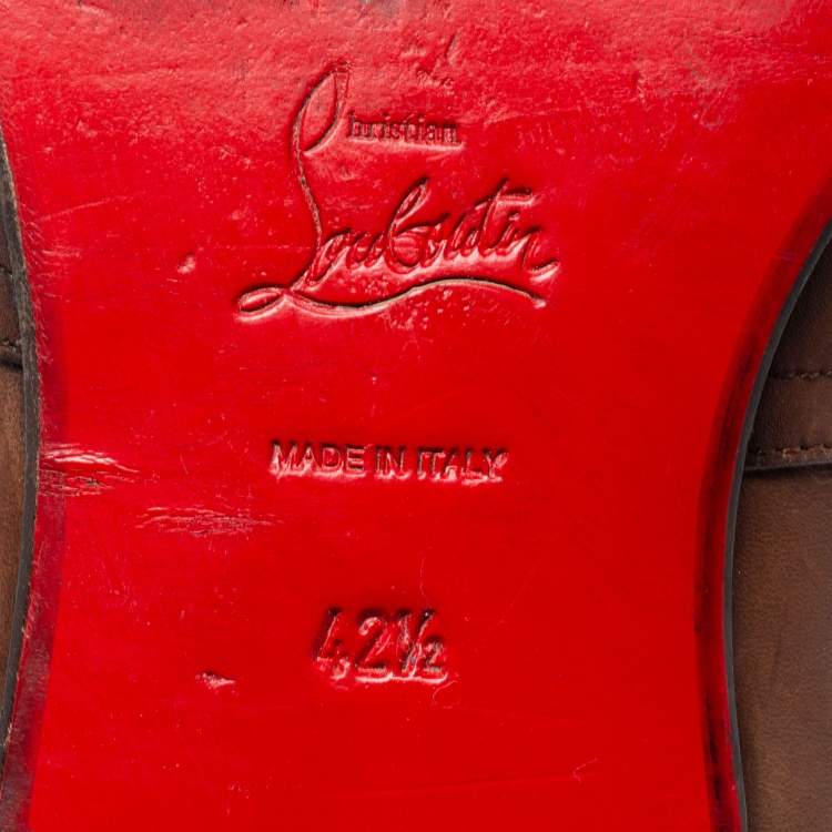 مملوكة مسبقًا Christian Louboutin Two-Tone Leather Laser-Cut Strap Loafers Size 42.5