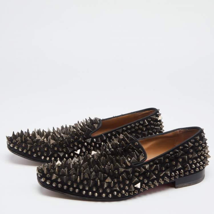 reform antydning hjemme Christian Louboutin Black Suede Spike Loafers Size 42.5 Christian Louboutin  | TLC