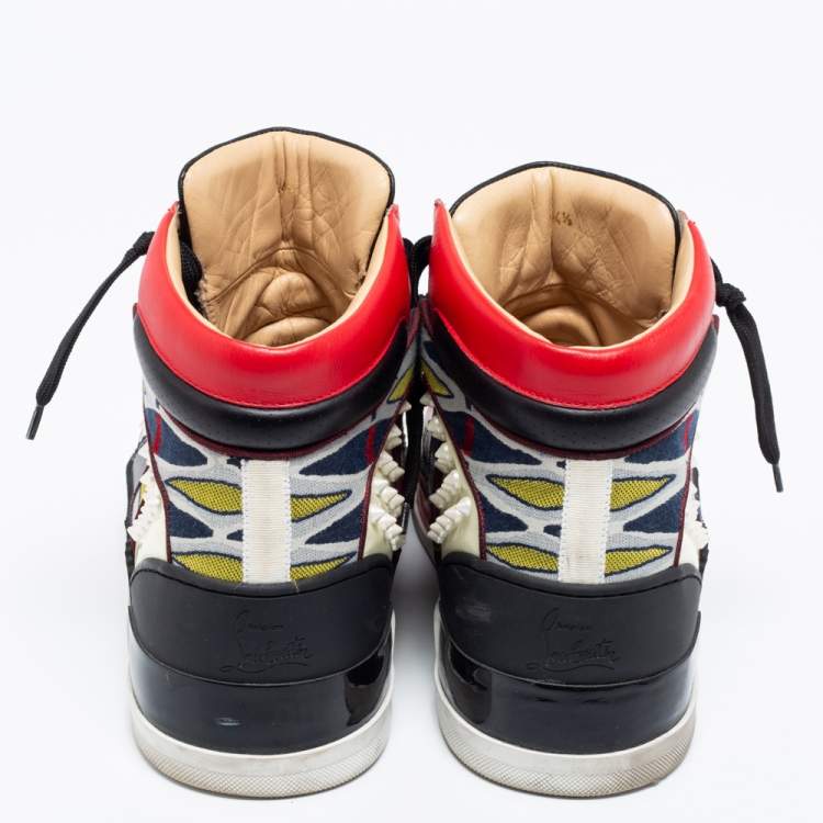 Pre Owned Christian Louboutin Multicolor Leather Loubikick High-Top Trainers Sneakers Size 44.5