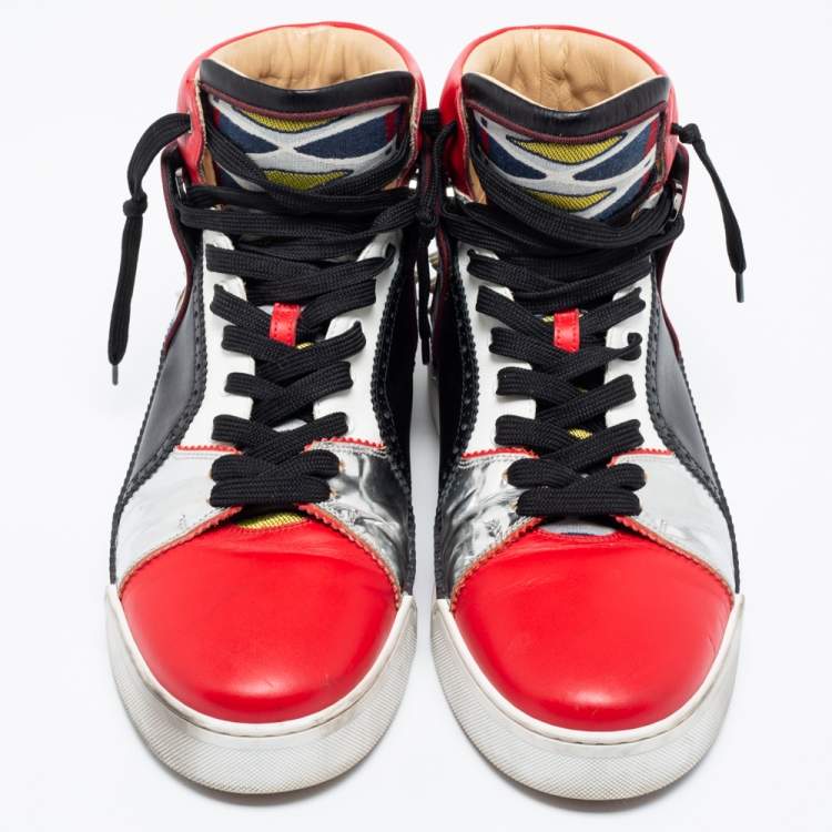 Pre Owned Christian Louboutin Multicolor Leather Loubikick High-Top Trainers Sneakers Size 44.5