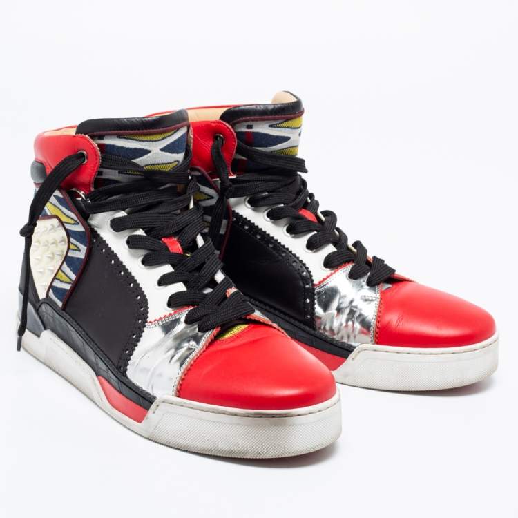 Pre Owned Christian Louboutin Multicolor Leather Loubikick High-Top Trainers Sneakers Size 44.5