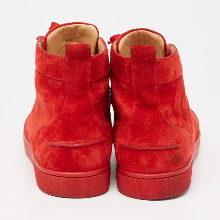 Pre Owned Christian Louboutin Red Suede  Orlato High Top Sneakers  Size 44.5