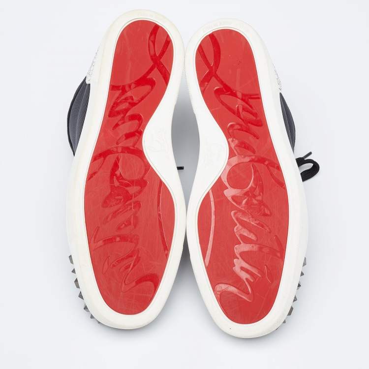 Pre Owned Christian Louboutin Black/Grey Suede And Canvas  Studded Orlato Sneakers Size 41.5