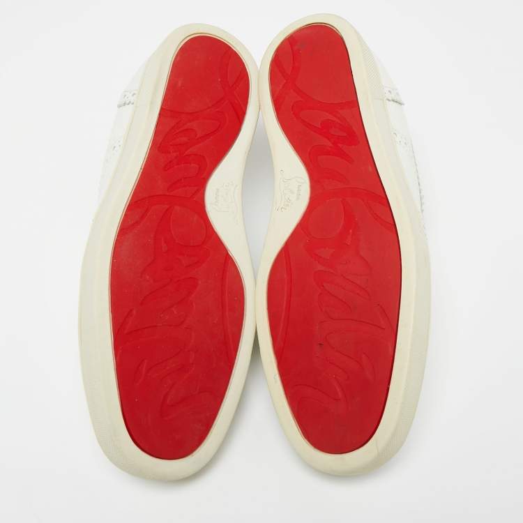 Pre Owned Christian Louboutin White Brogue Leather Golfito Wingtip Sneakers Size 42.5