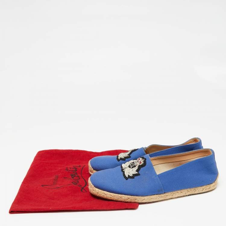 Pre Owned Christian Louboutin Blue Canvas Nanou Orlato Espadrille Flats Size Size 40
