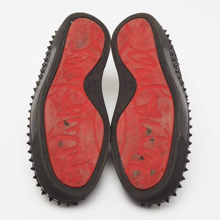 Pre Owned Christian Louboutin Blue Python Pik Boat Spike Slip On Sneakers Size 40