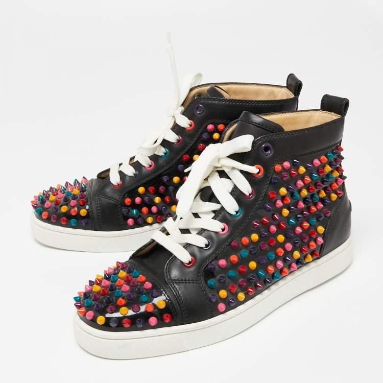 Christian Louboutin Multicolor Suede And Leather Louis Spikes High-Top  Sneakers Size 40 Christian Louboutin