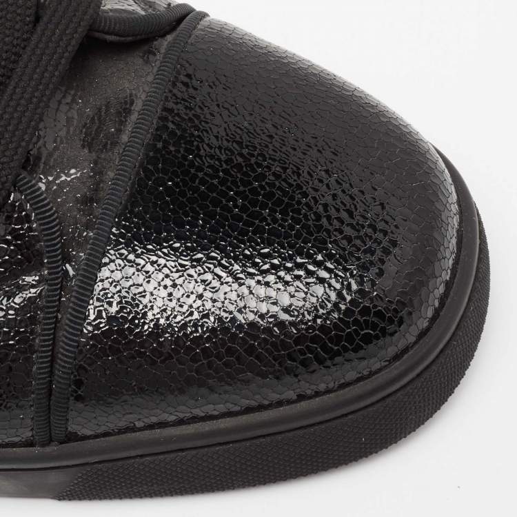 Pre Owned Christian Louboutin Black Leather High Top Sneakers Size 40
