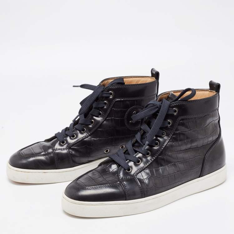 Christian Louboutin Black/White Leather Rantus High Top Sneakers Size 44  Christian Louboutin