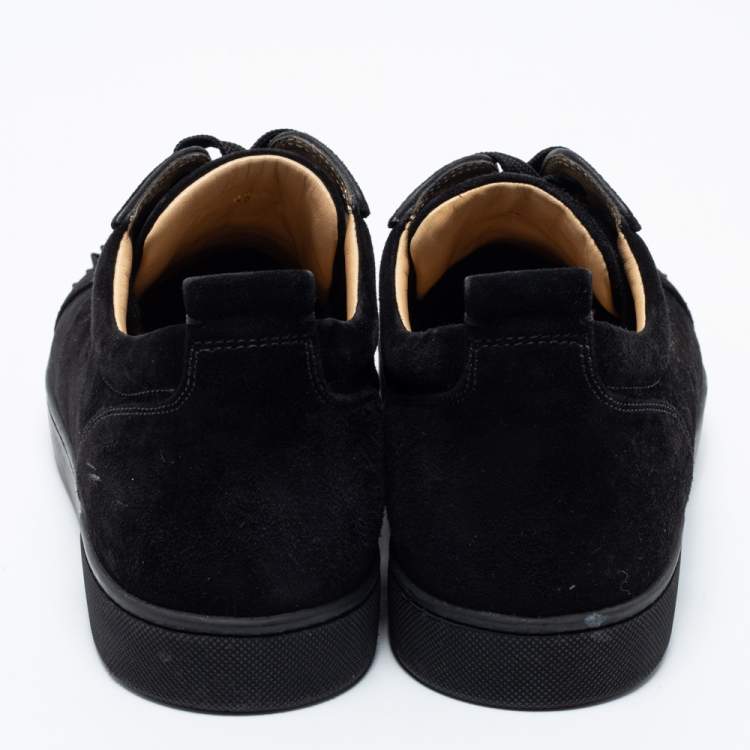 Pre Owned Christian Louboutin Black Suede Louis Junior Spikes Low-Top Sneakers Size 45 