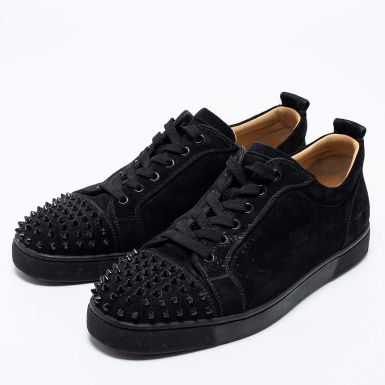 Christian Louboutin Black Suede Louis Junior Spikes Low-Top