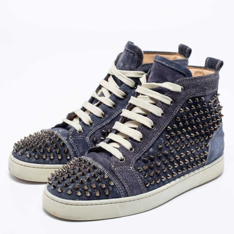 Christian Louboutin Blue Suede Louis Spikes High Top Sneakers Size 42 Christian  Louboutin