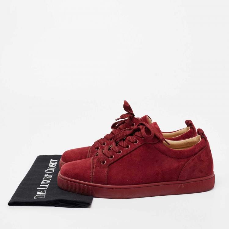 Pre Owned Christian Louboutin Burgundy Suede Louis Junior Sneakers Size 41.5
