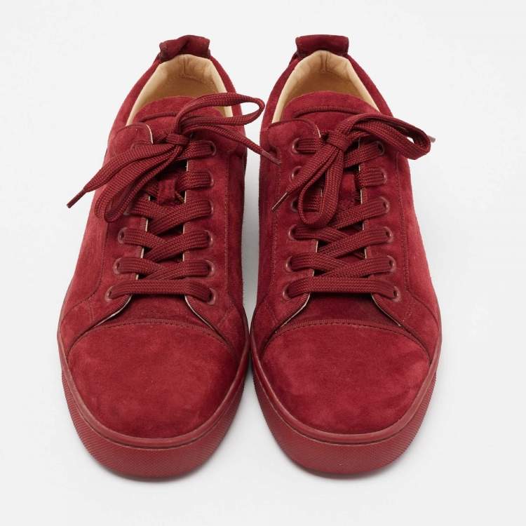 Pre Owned Christian Louboutin Burgundy Suede Louis Junior Sneakers Size 41.5