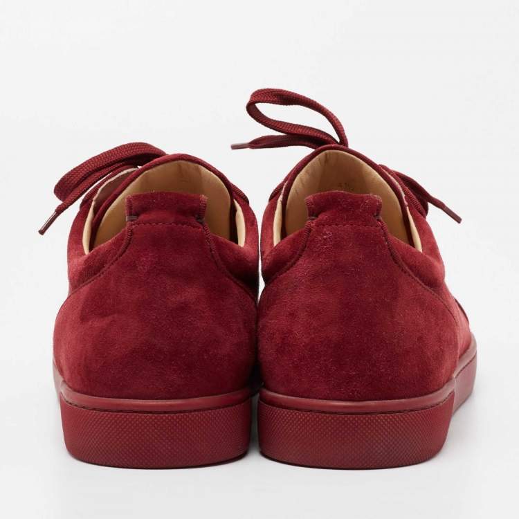 Pre Owned Christian Louboutin Burgundy Suede Louis Junior Sneakers Size 41.5