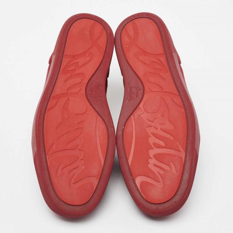 Pre Owned Christian Louboutin Burgundy Suede Louis Junior Sneakers Size 41.5