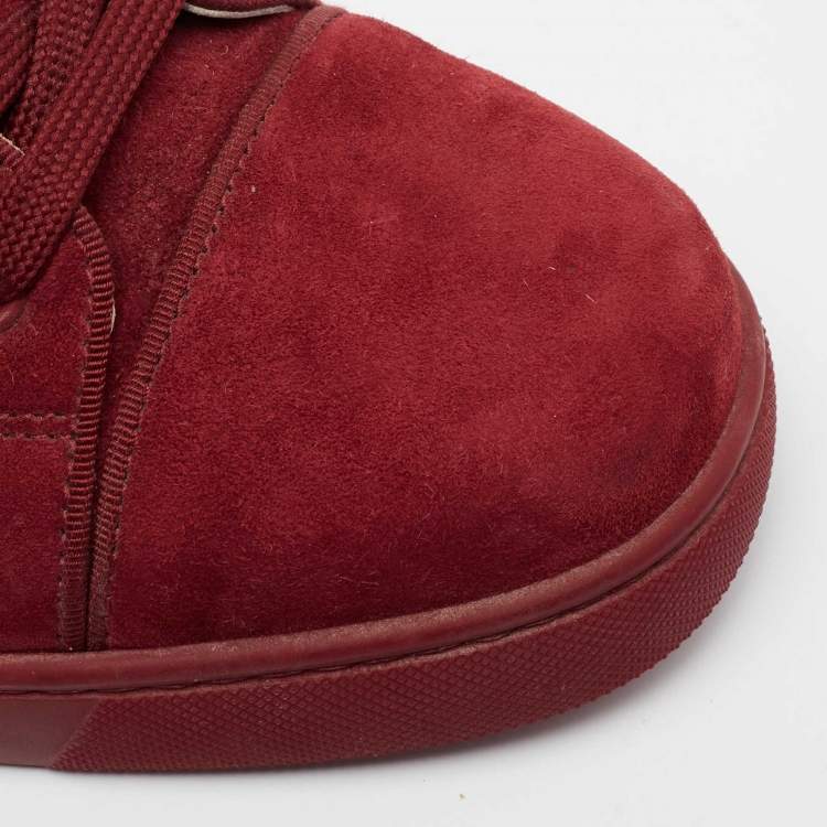 Pre Owned Christian Louboutin Burgundy Suede Louis Junior Sneakers Size 41.5