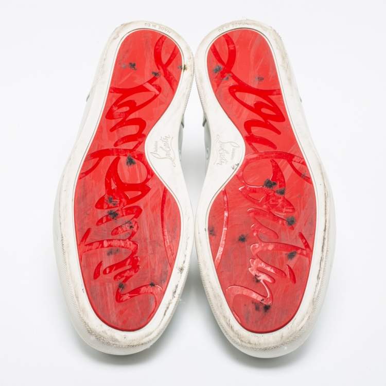 Pre Owned Christian Louboutin White Leather Louis Junior Low-Top Sneakers Size 41.5 