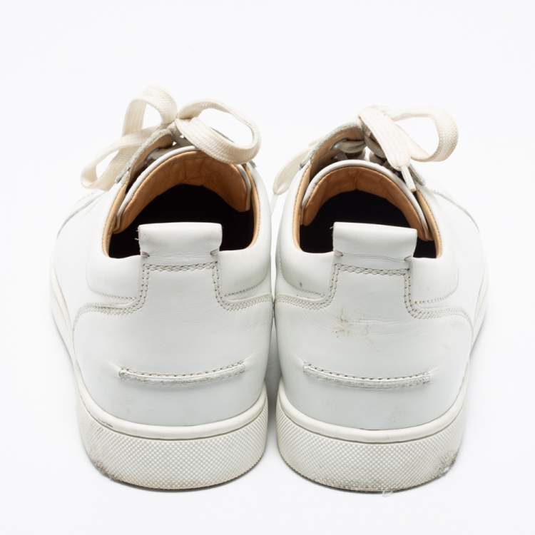 Pre Owned Christian Louboutin White Leather Louis Junior Low-Top Sneakers Size 41.5 