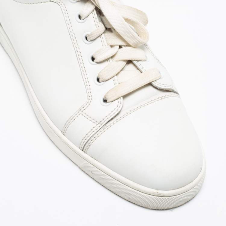 Pre Owned Christian Louboutin White Leather Louis Junior Low-Top Sneakers Size 41.5 