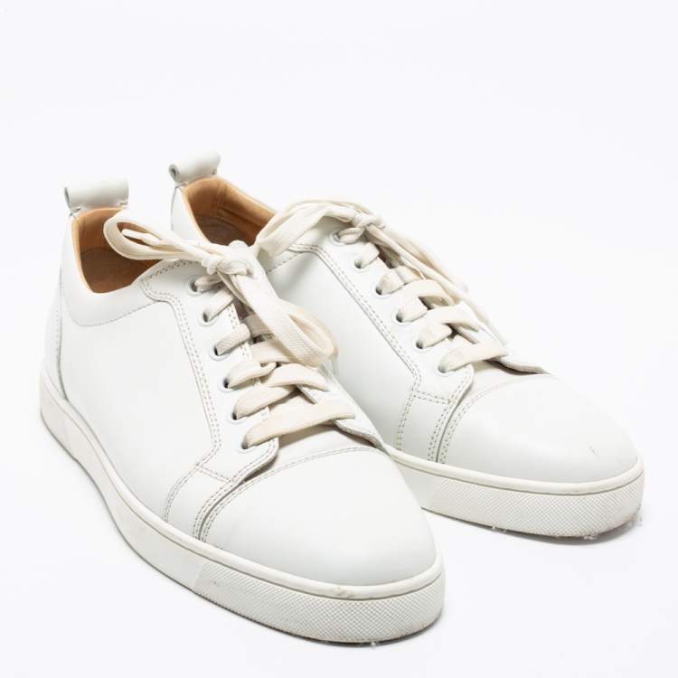 Pre Owned Christian Louboutin White Leather Louis Junior Low-Top Sneakers Size 41.5 