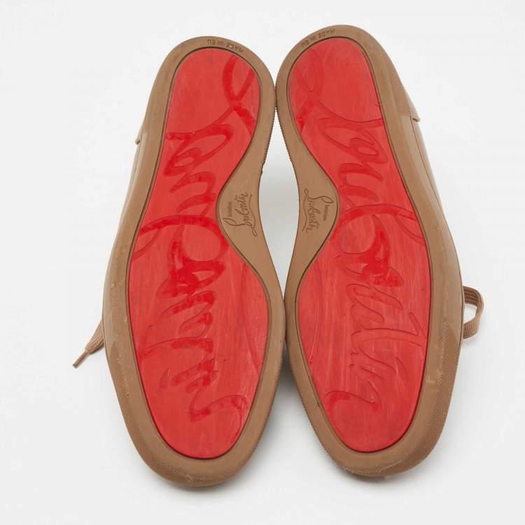 Pre Owned Christian Louboutin Brown leather Louis Junior Lace Up Sneakers Size 40.5