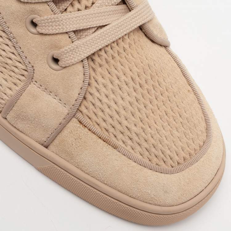Pre Owned Christian Louboutin Beige Suede High-Top Sneakers Size 41