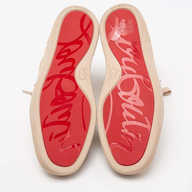 Pre Owned Christian Louboutin Beige Suede High-Top Sneakers Size 41
