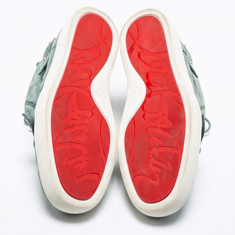 مملوكة مسبقًا Christian Louboutin Green Suede Nono Strap Reglisse High Top Sneakers Size 41