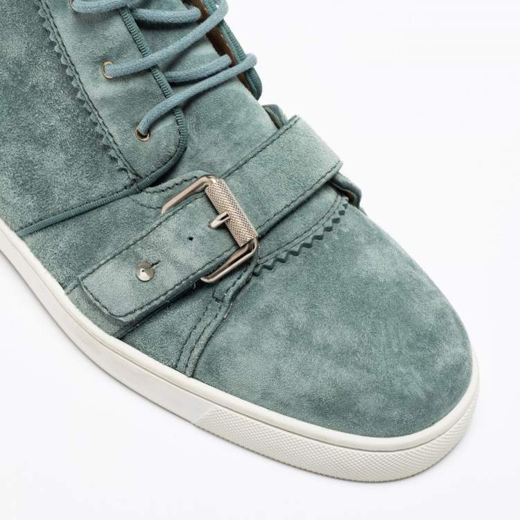 مملوكة مسبقًا Christian Louboutin Green Suede Nono Strap Reglisse High Top Sneakers Size 41