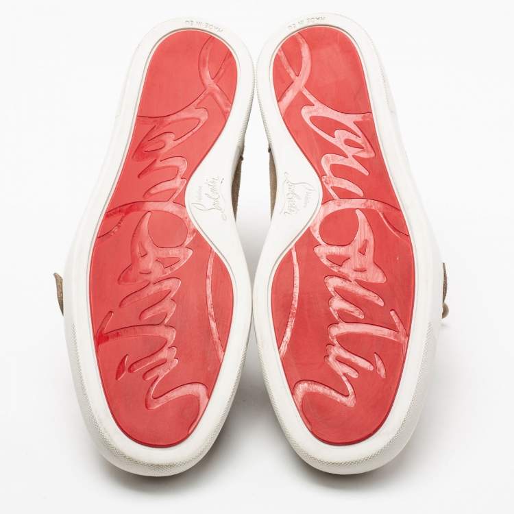 Pre Owned Christian Louboutin Beige Suede Nono Strap Reglisse High Top Sneakers Size 41 