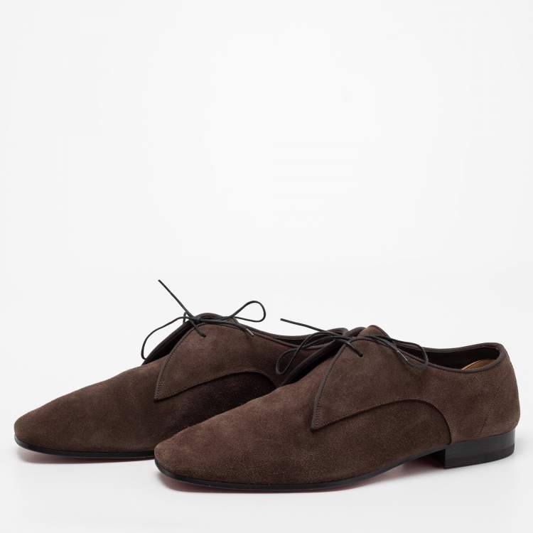 Pre Owned Christian Louboutin Brown Suede Lace up Derby Size 45