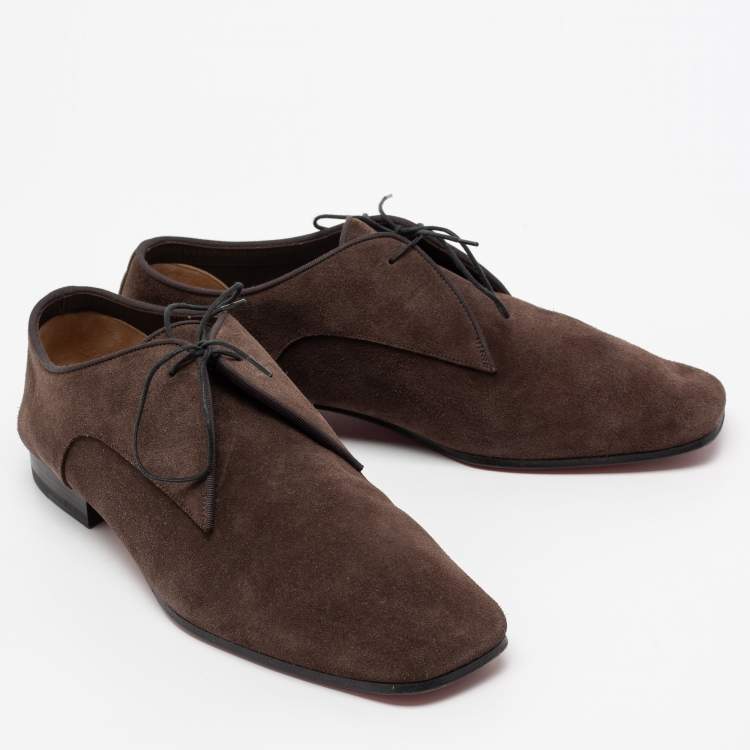 Pre Owned Christian Louboutin Brown Suede Lace up Derby Size 45
