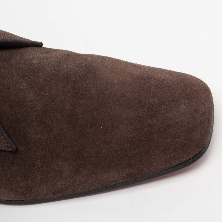 Pre Owned Christian Louboutin Brown Suede Lace up Derby Size 45