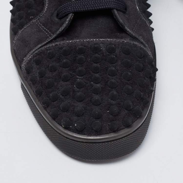 Pre Owned Christian Louboutin Dark Grey Suede Louis Spike High Top Sneakers Size 44