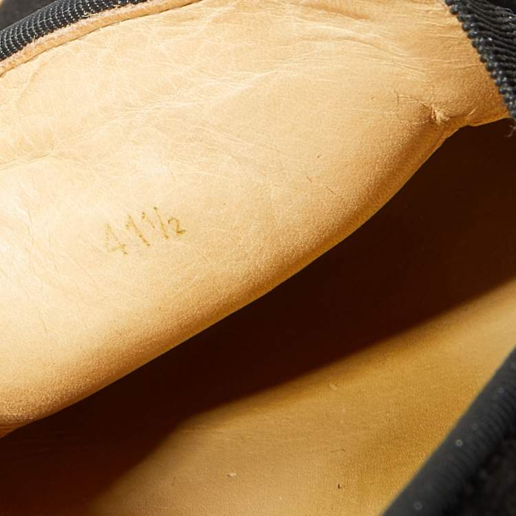 Pre Owned Christian Louboutin Black Suede Spike Pik Boat Slip On Sneakers Size 41.5